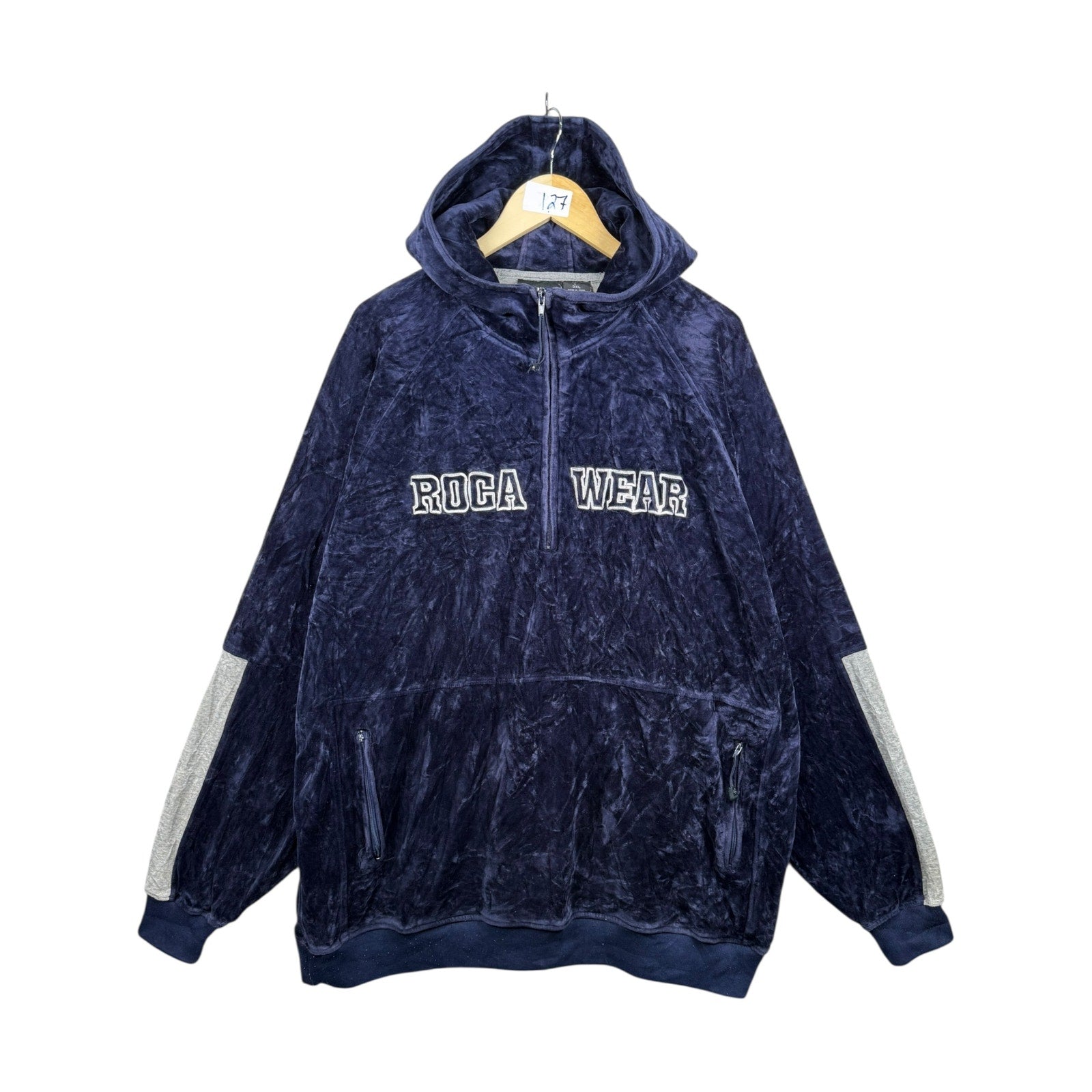 Vintage Rocawear Velvet  1/2 Zip Pullover Hoodie