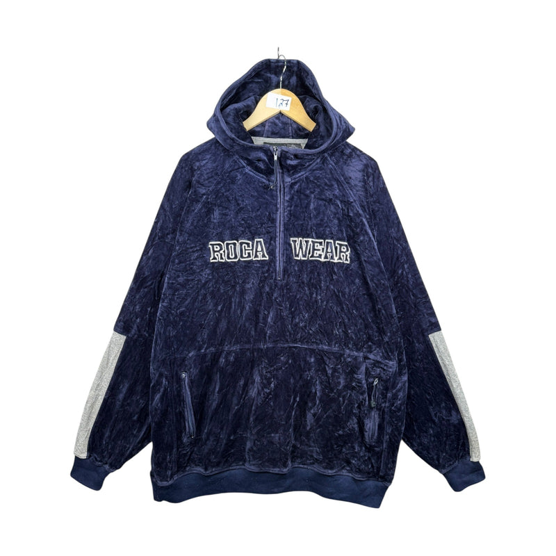 Vintage Rocawear Velvet  1/2 Zip Pullover Hoodie