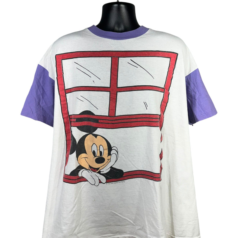 Vintage Mickey Mouse Continuation Print Ringer Tee 90s