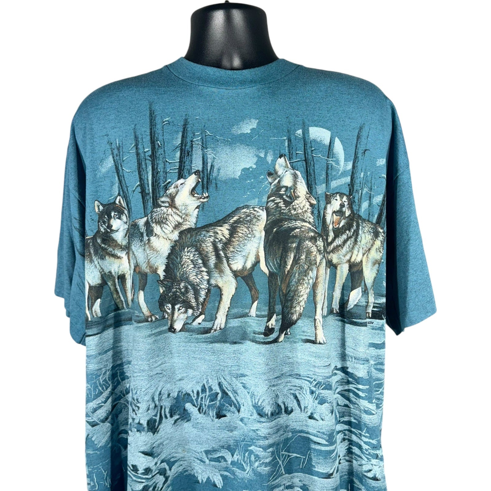 Vintage Pack Of Wolves AOP Nature Tee