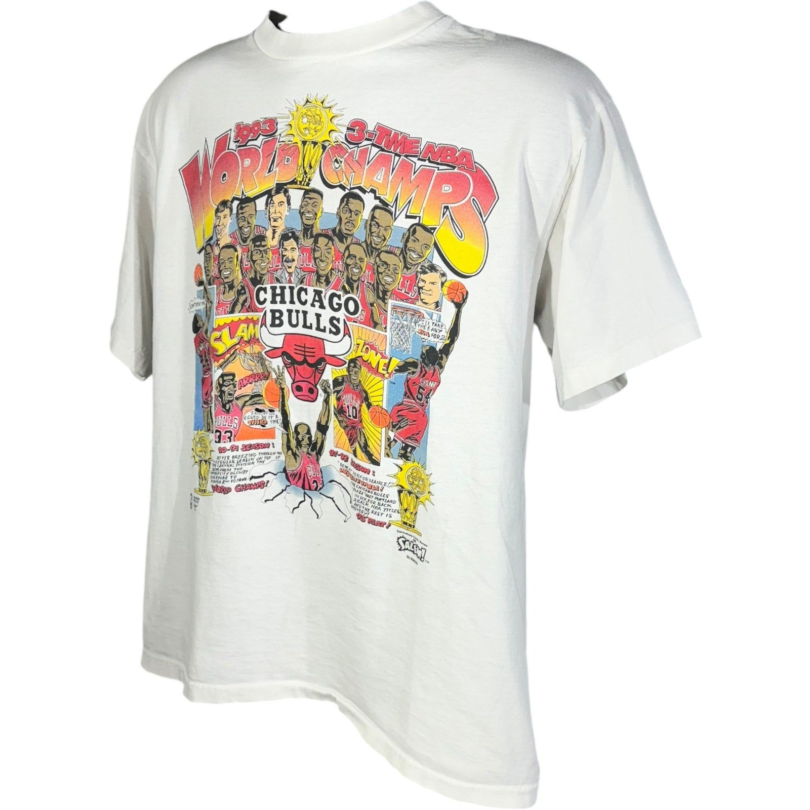 Vintage Chicago Bulls 3 Time World Champs NBA Tee 1993