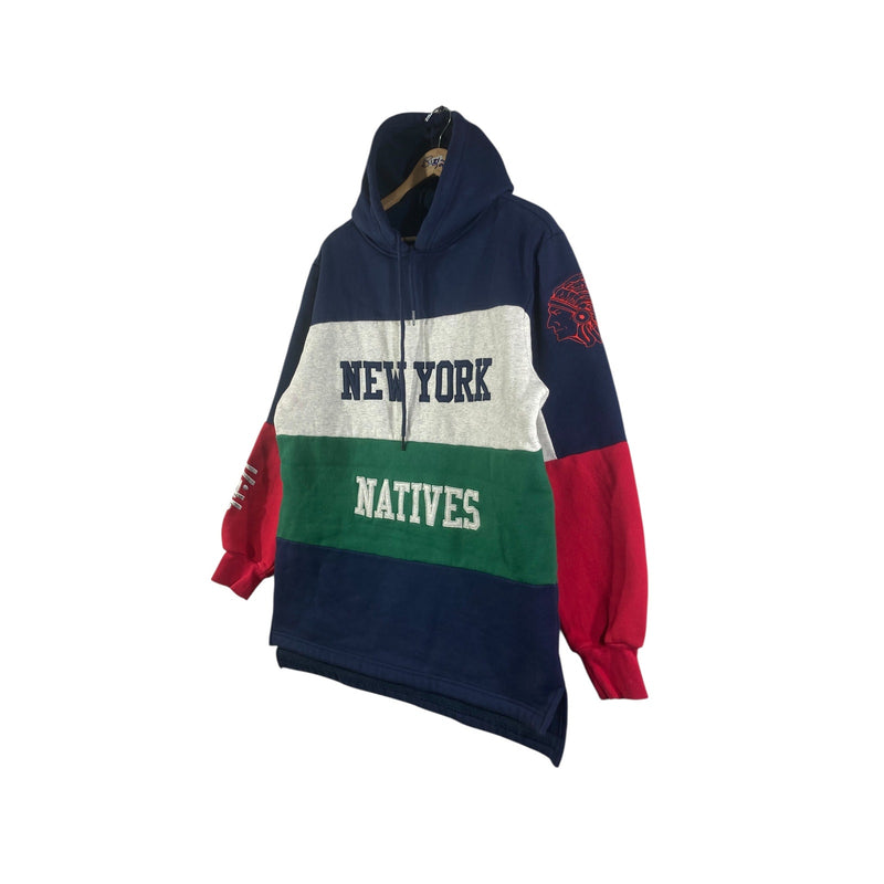Vintage New York Natives Color Block Pullover Hoodie