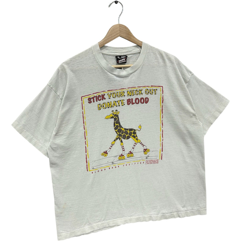 Vintage "Stick Your Neck Out Donate Blood" Giraffe Tee