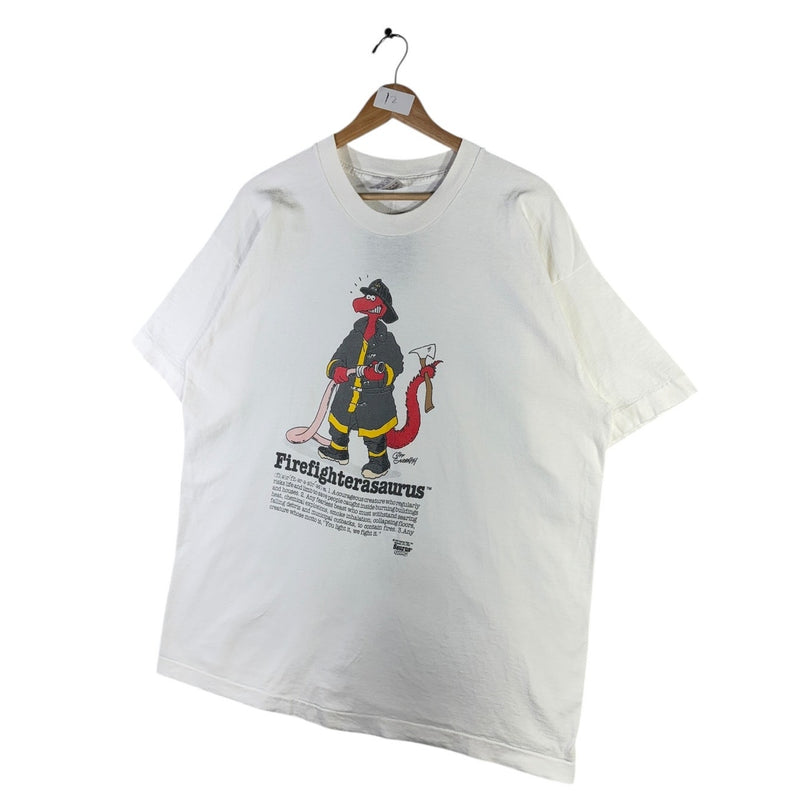 Vintage Saurus Gang "Firefighterasaurus" Cartoon  T-Shirt