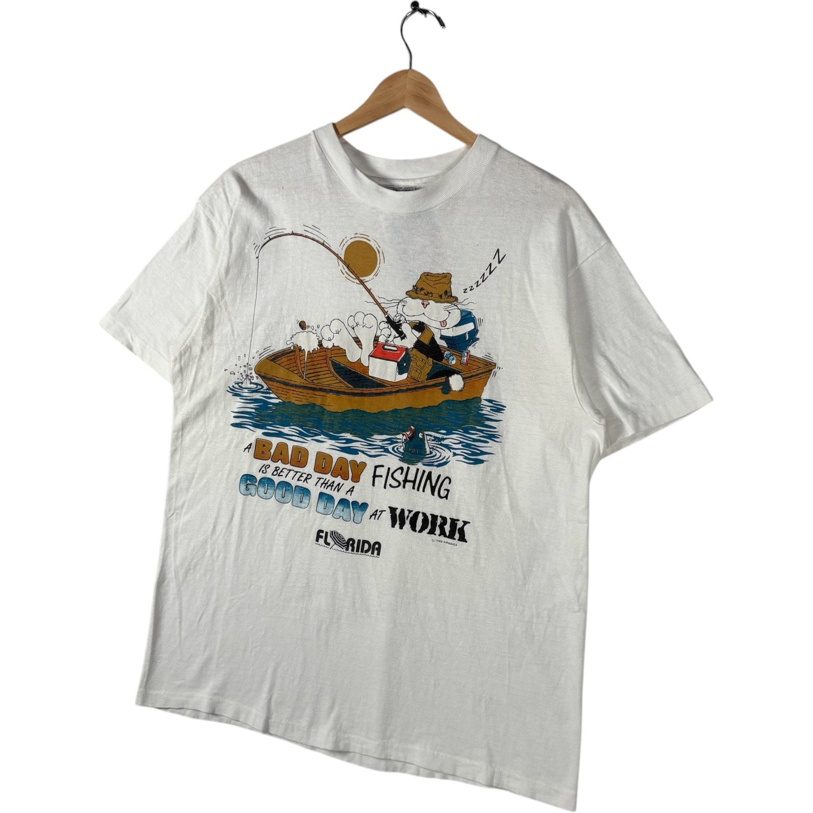 Vintage Florida Fishing Cartoon Humor Tee