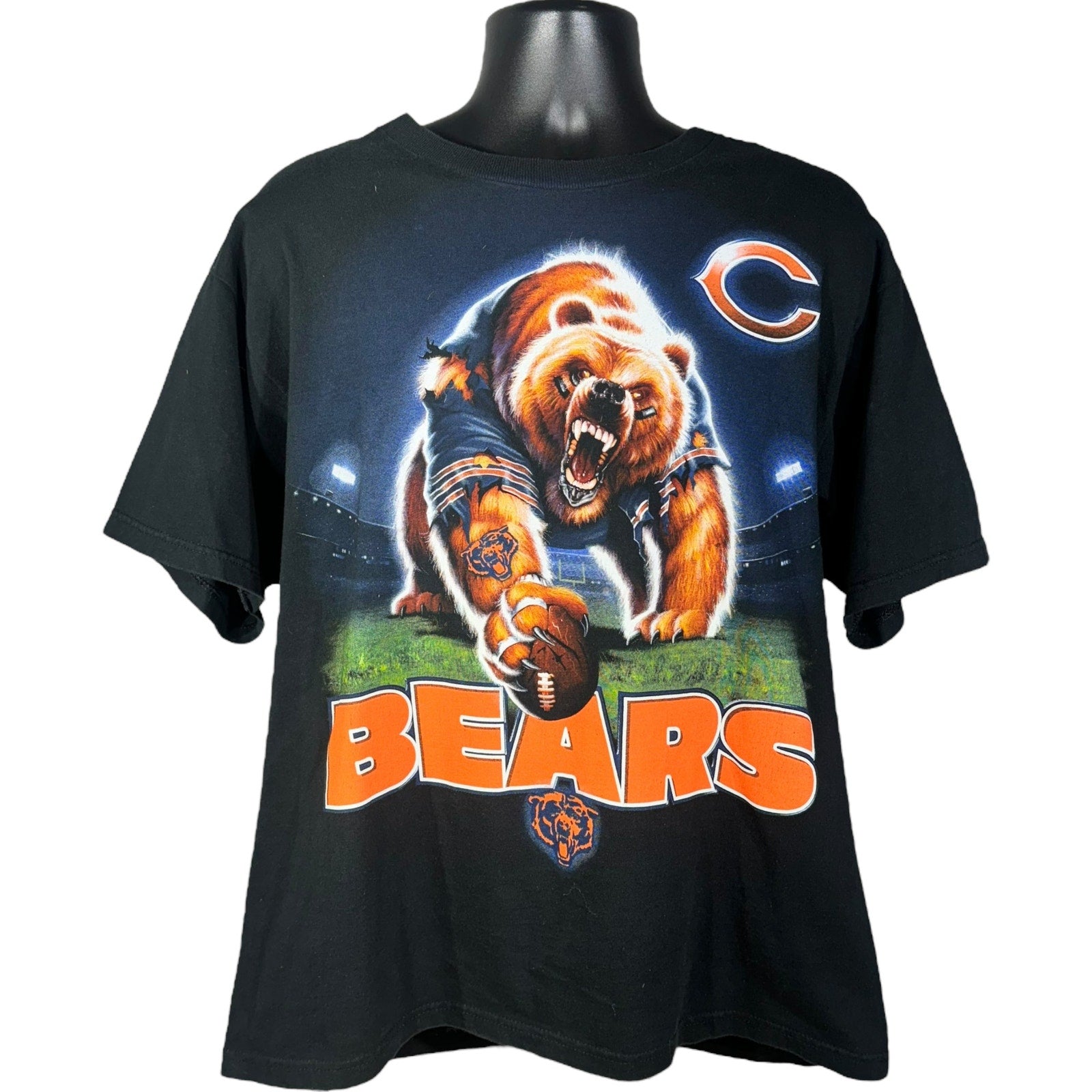 Vintage Liquid Blue Chicago Bears Grizzly Graphic NFL Tee