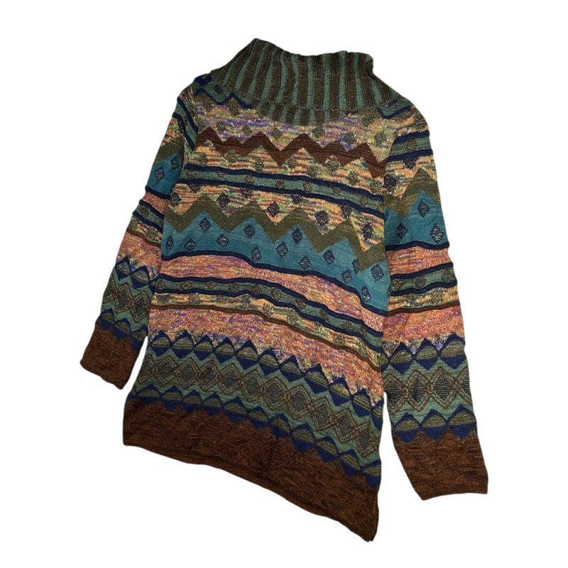 Vintage All Over Pattern Knit Turtle Neck Sweater