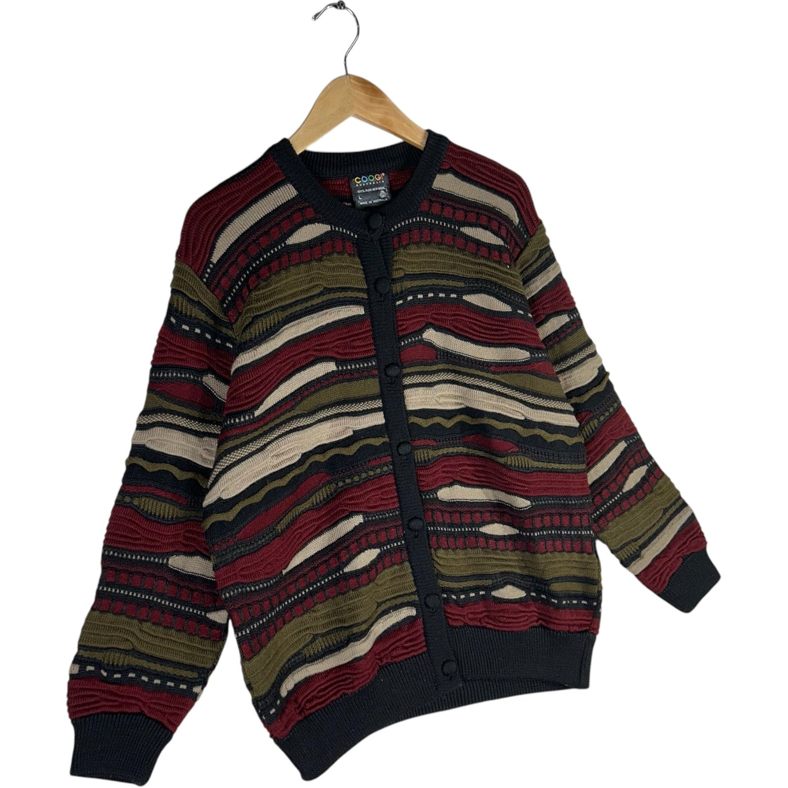 Vintage Coogi Wool 3D Knit Cardigan Sweater