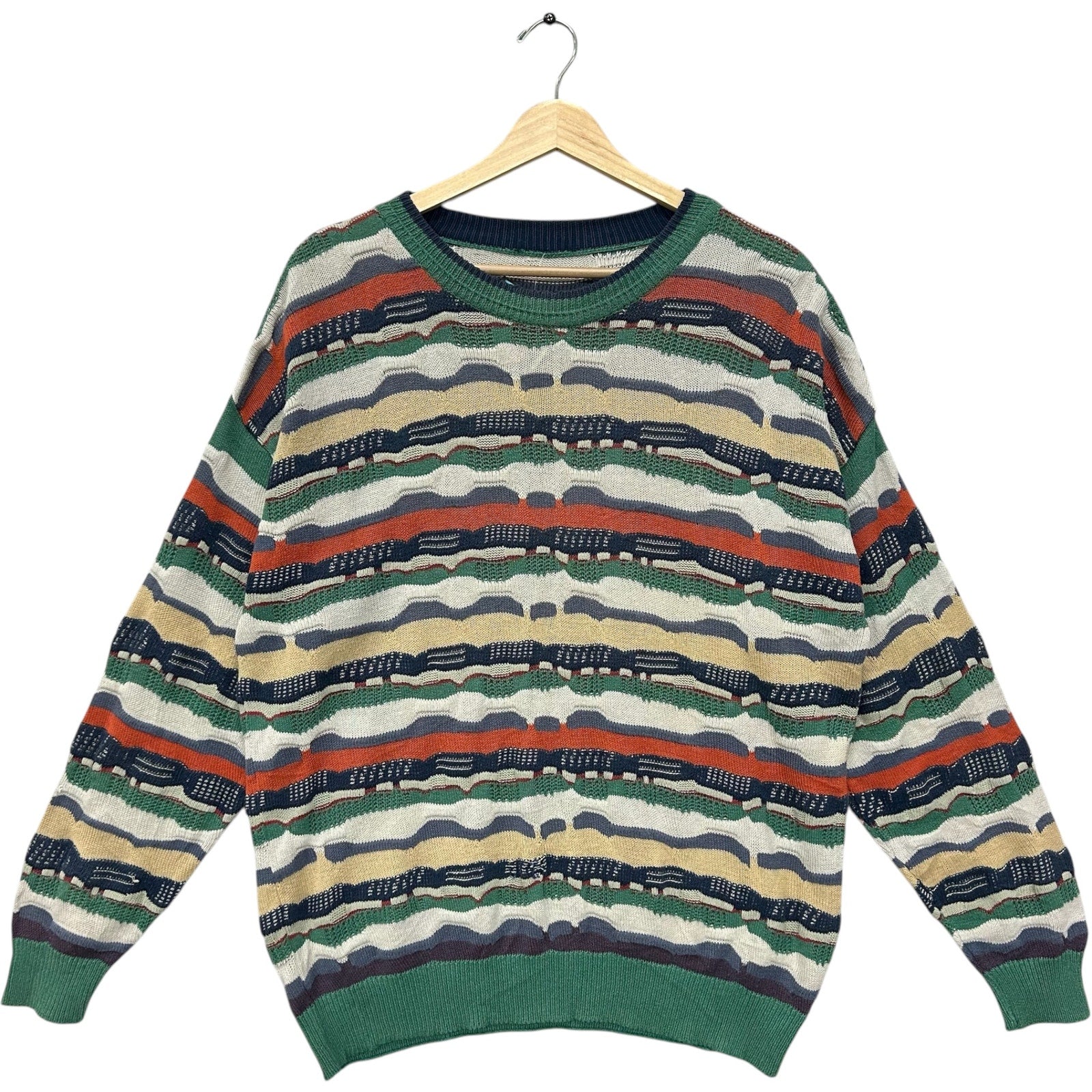 Vintage 3D Textured Patterned Knit Pullover Sweater