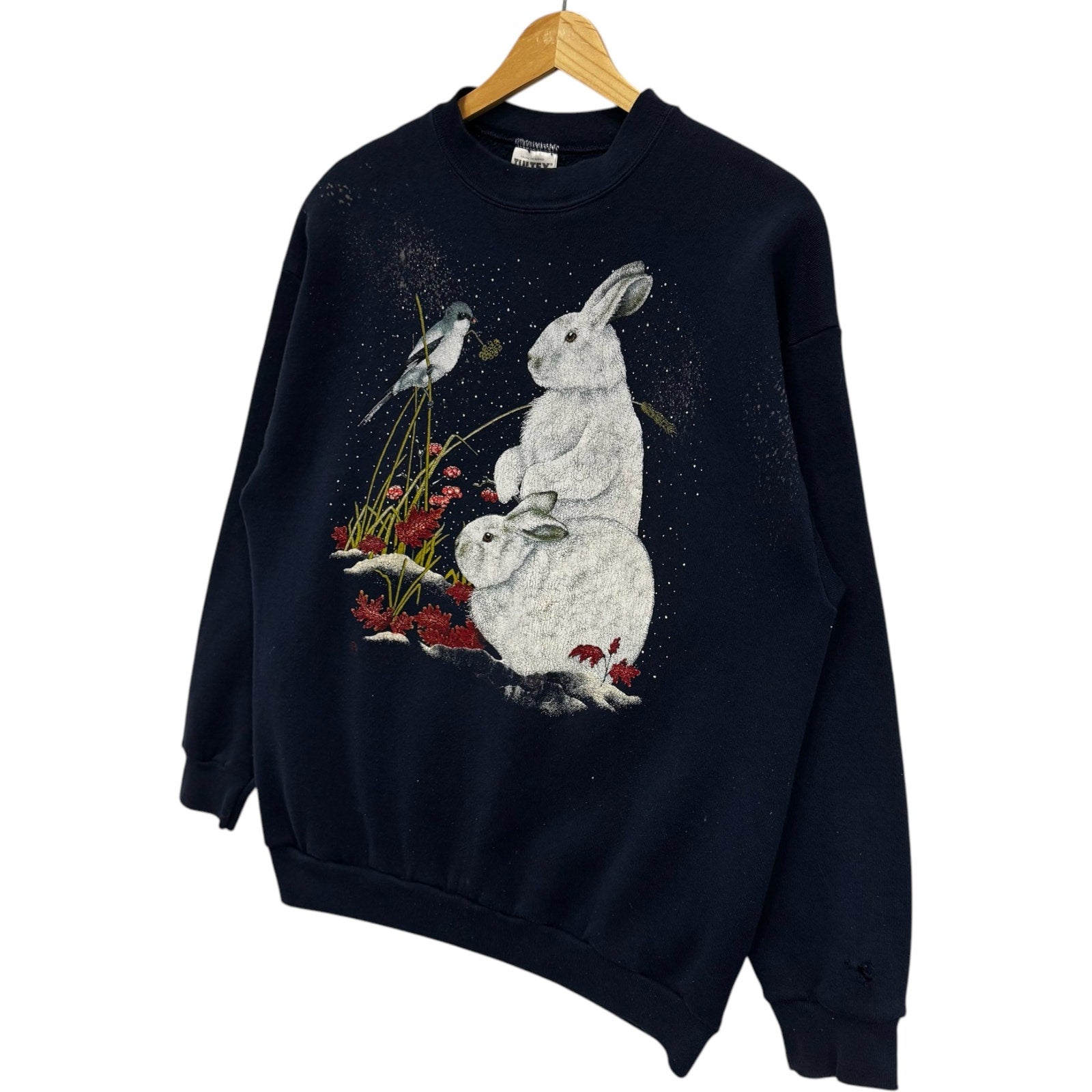 Vintage White Bunny Nature Crewneck