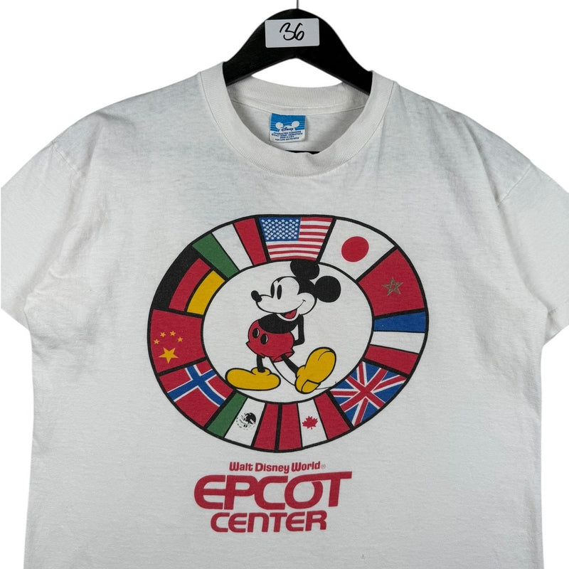 Vintage Disney Center Mickey Mouse Flag Graphic T-Shirt