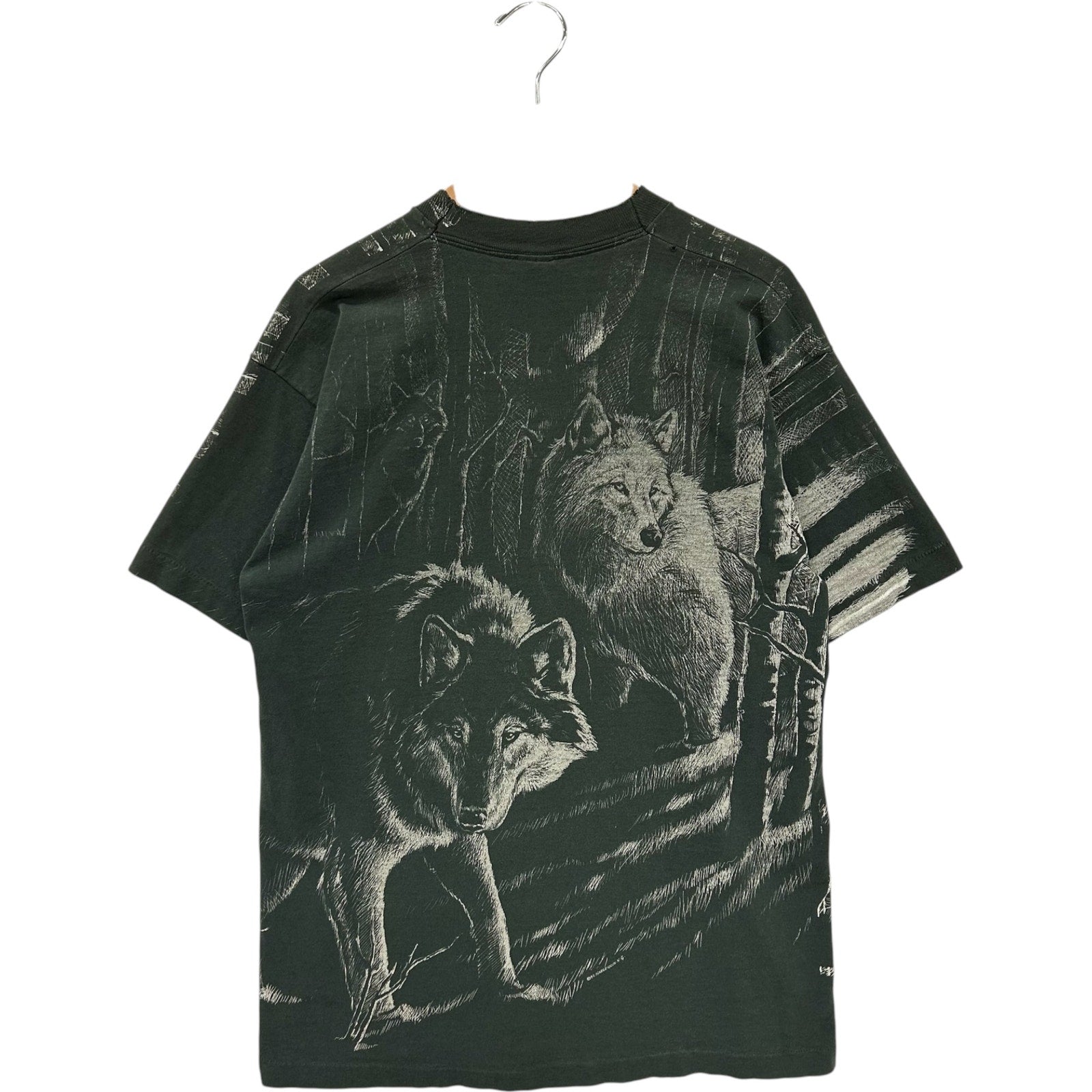 Vintage Wolf Pack Double Sided AOP Nature Tee