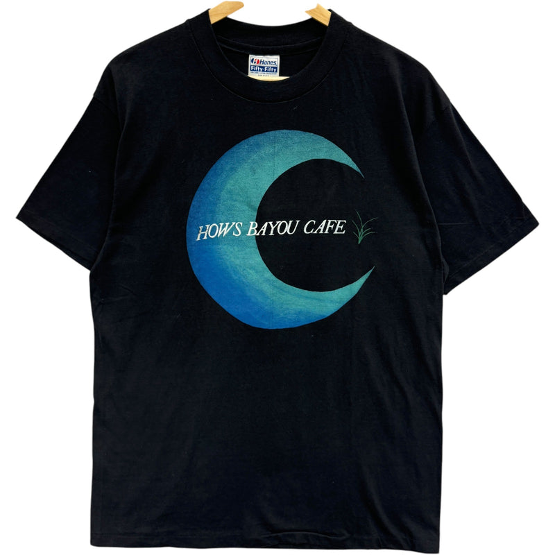 Vintage Hows Bayou Cafe Crescent Moon Tee