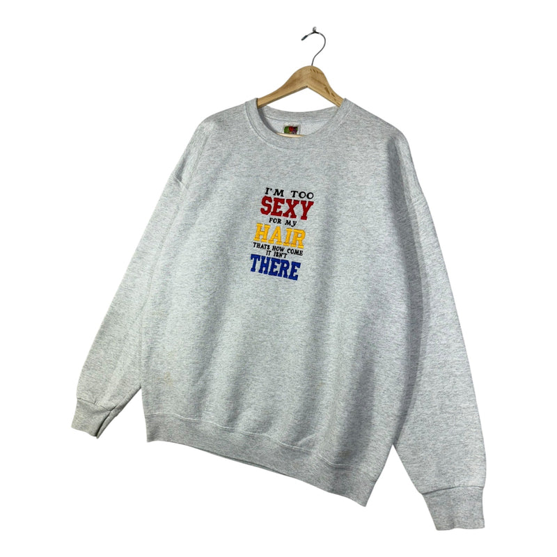 Vintage Fruit Of The Loom Embroidered Quote Crewneck