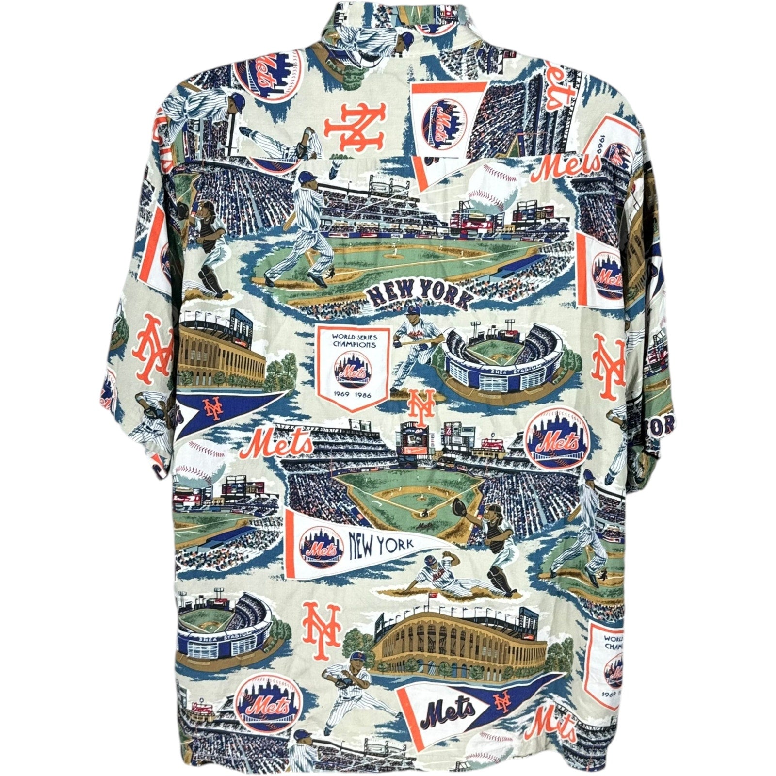 Vintage New York Mets AOP Short Sleeve Button Up