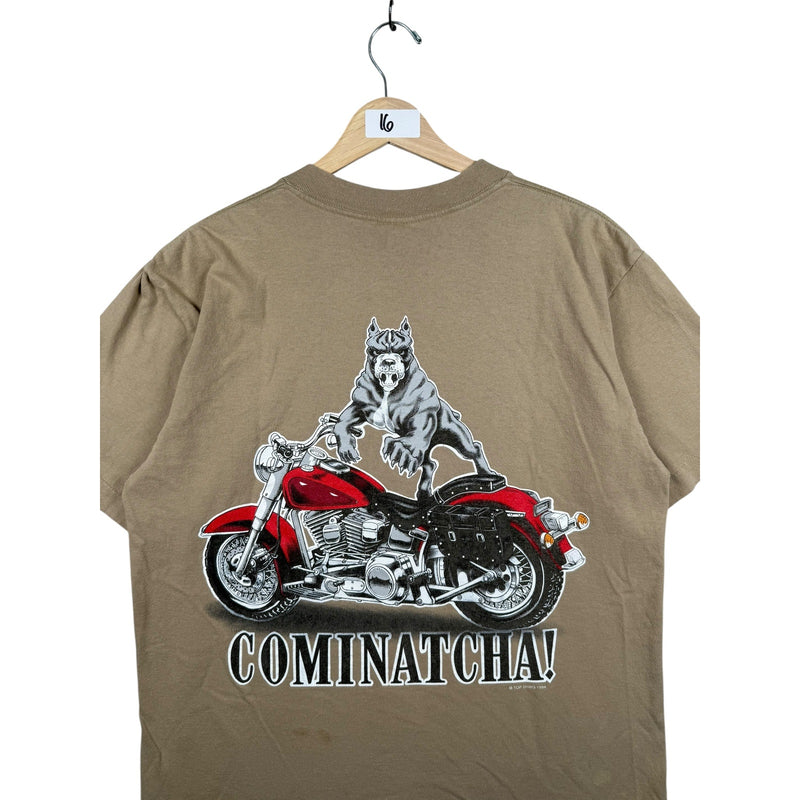 Vintage Top Dawg American Bully Riding Motorcycle Cominatcha T-Shirt