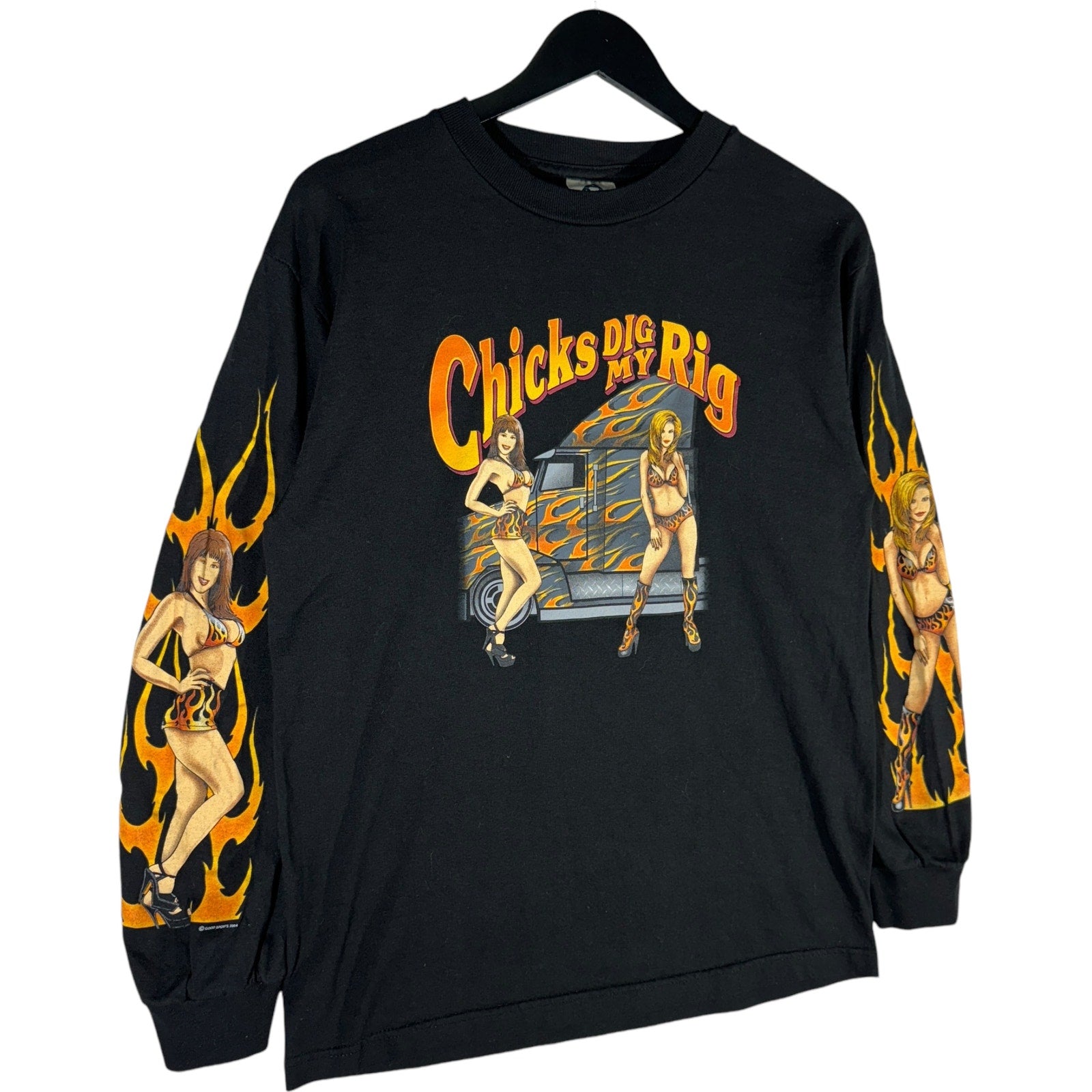 Vintage "Chicks Dig My Rig" Flames Long Sleeve