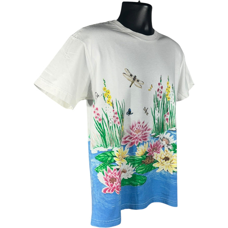 Vintage Water Color Pond Nature AOP Tee 90s