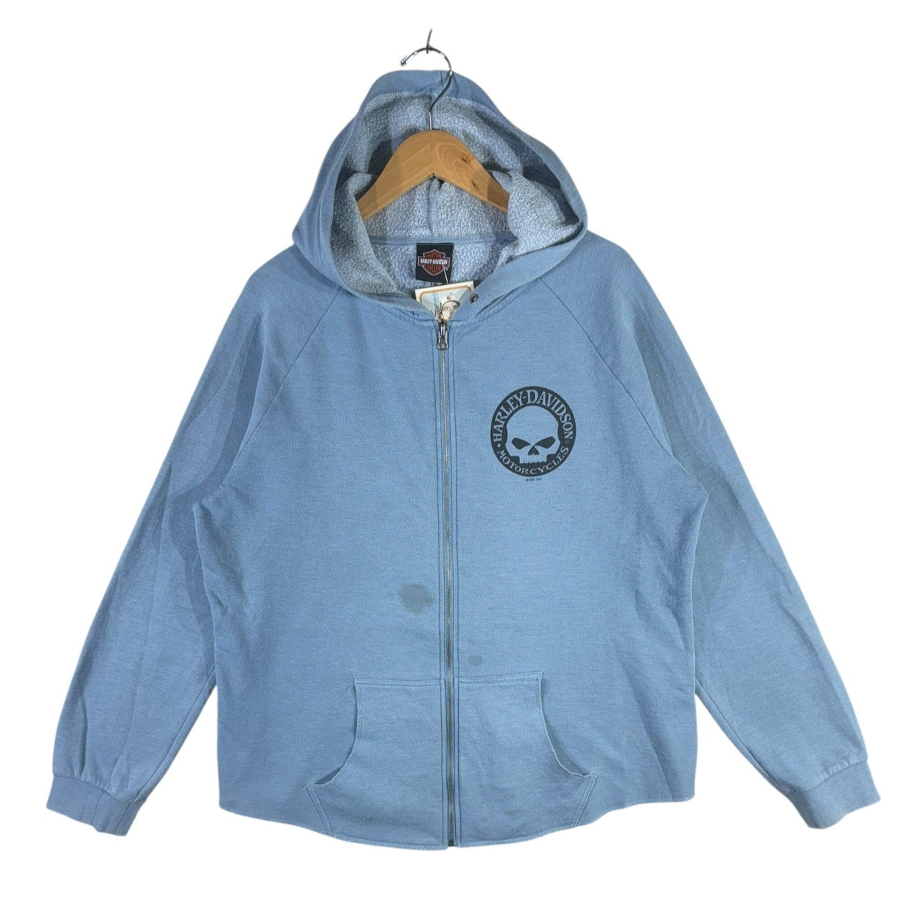 Vintage Harley Davidson Mini Skull Logo Full Zip Hoodie