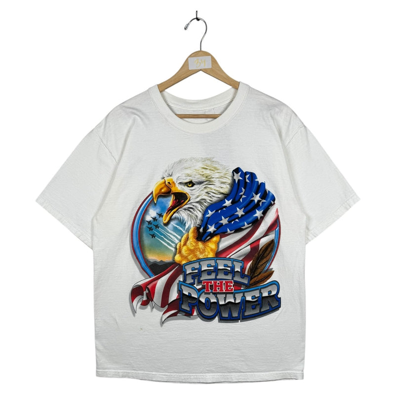 Vintage Bald Eagle Feel The Power Graphic T-Shirt