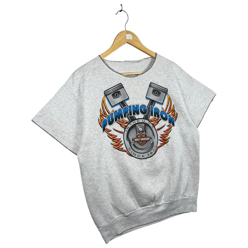 Vintage Harley Davidson Eagle Graphic Short Sleeve Sweatshirt
