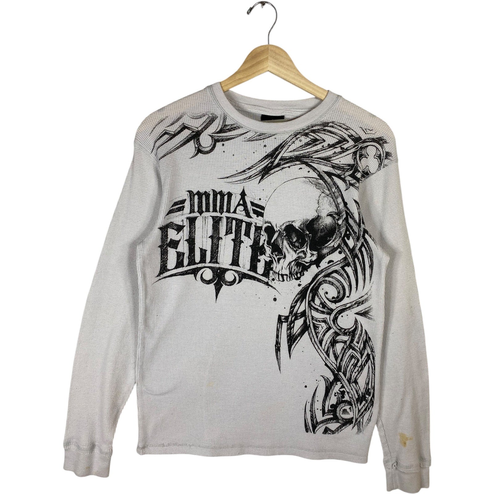 Vintage MMA Elite Skull Tribal Thermal Long Sleeve T-Shirt