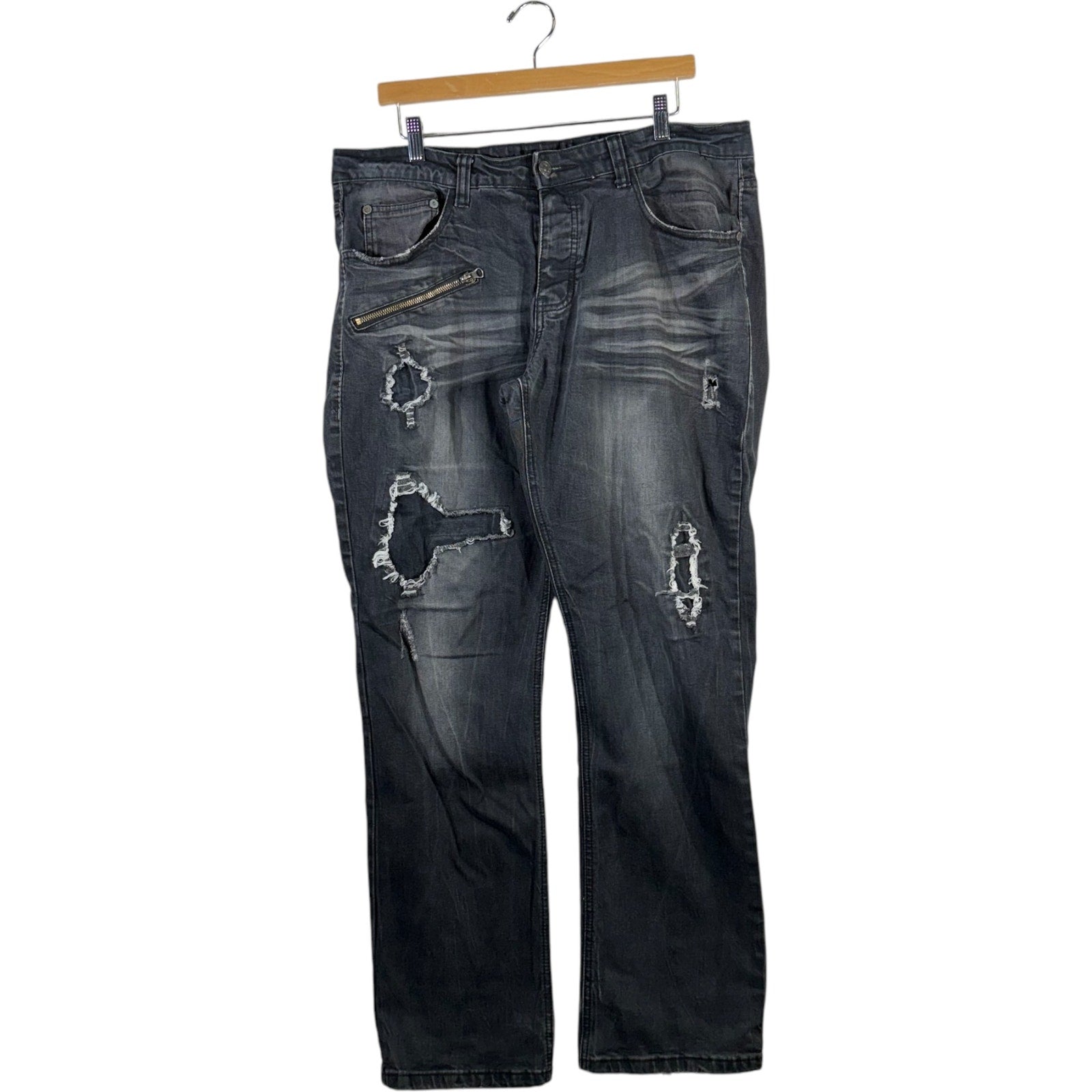 Y2K Rock Rebel Wide Leg Denim Jeans 38 x 33