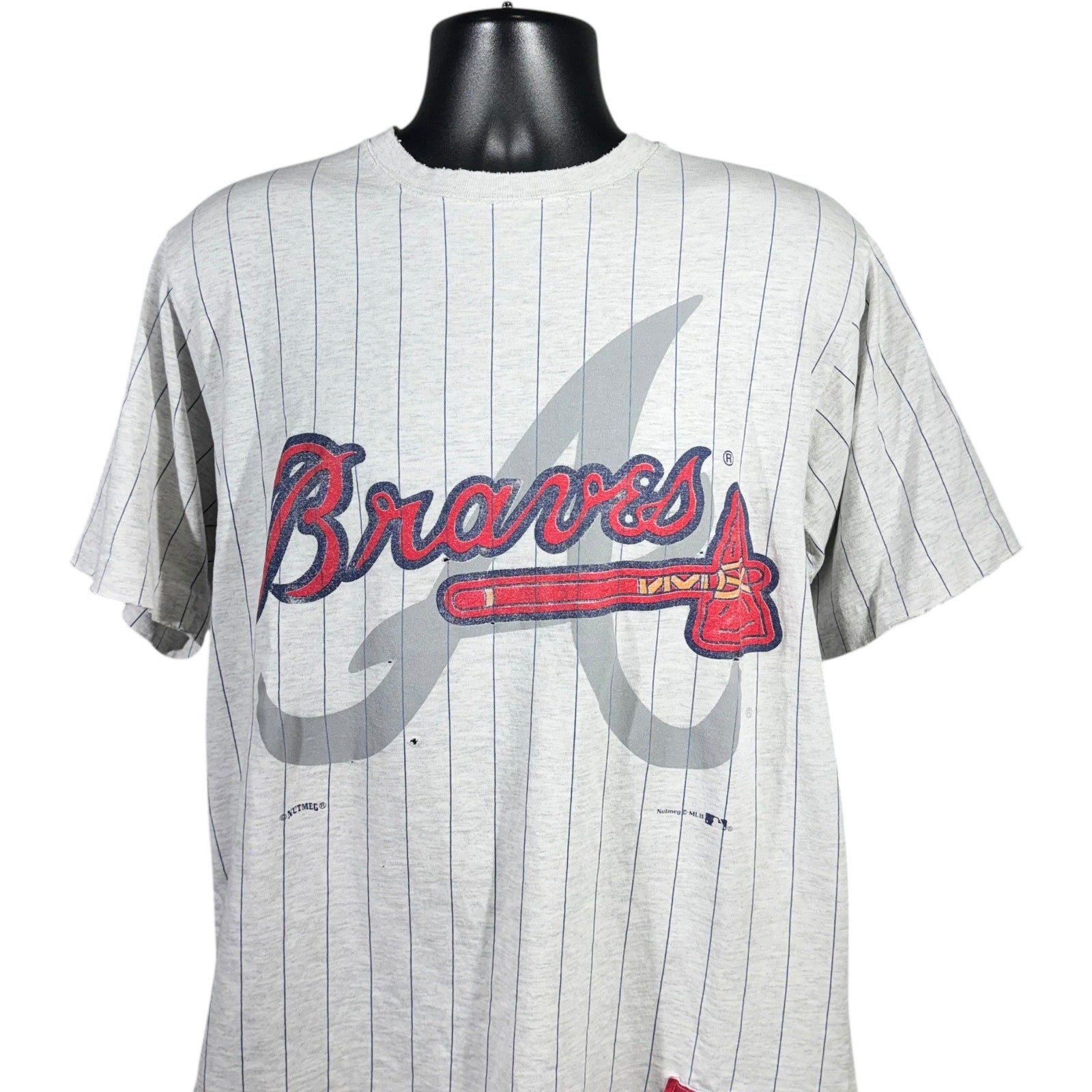 Vintage Nutmeg Atlanta Braves Pin Striped MLB Tee 90s