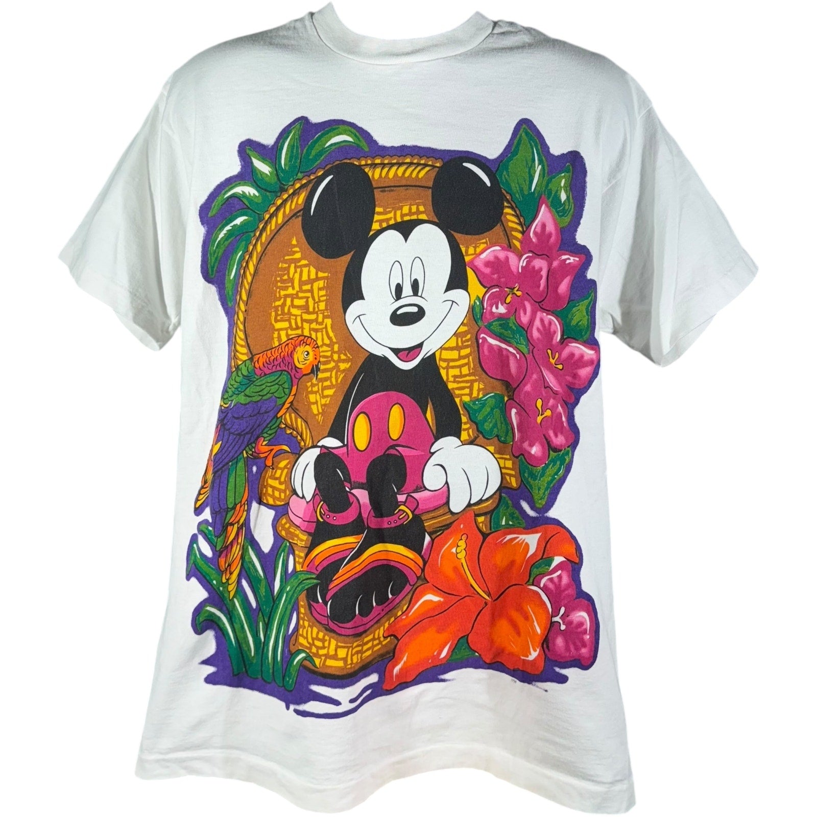 Vintage Disney Mickey Mouse Tropical Jumbo Print Tee 90s