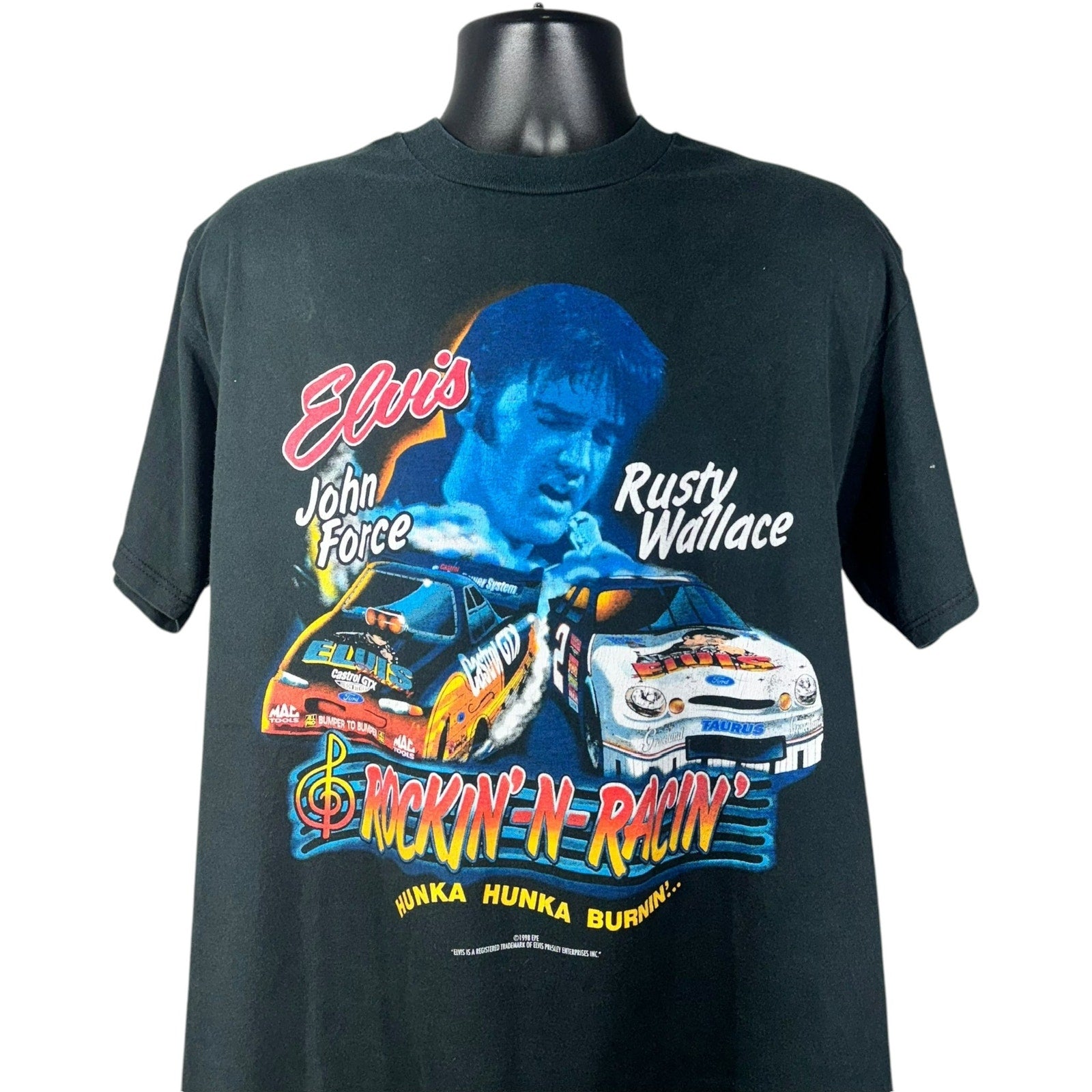 Vintage NASCAR Elvis Presley Rusty Wallace Racing Tee