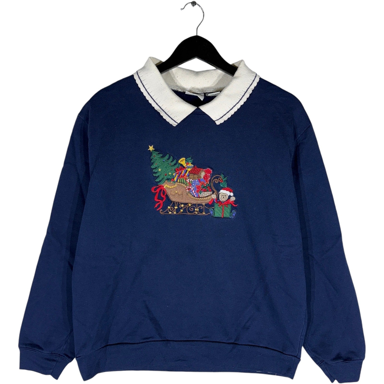 Vintage Santa's Sleigh Collared Christmas Crewneck