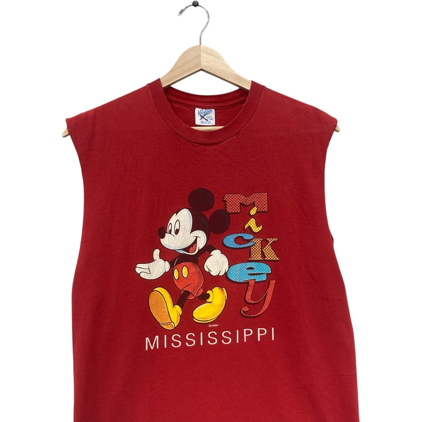 Youth Vintage Disney Mickey Mississippi Souvenir Cut Off Tee