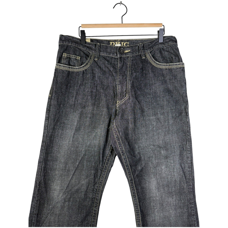 Vintage DHJC Tribal Embroidered Straight Leg Denim Jeans 36x27