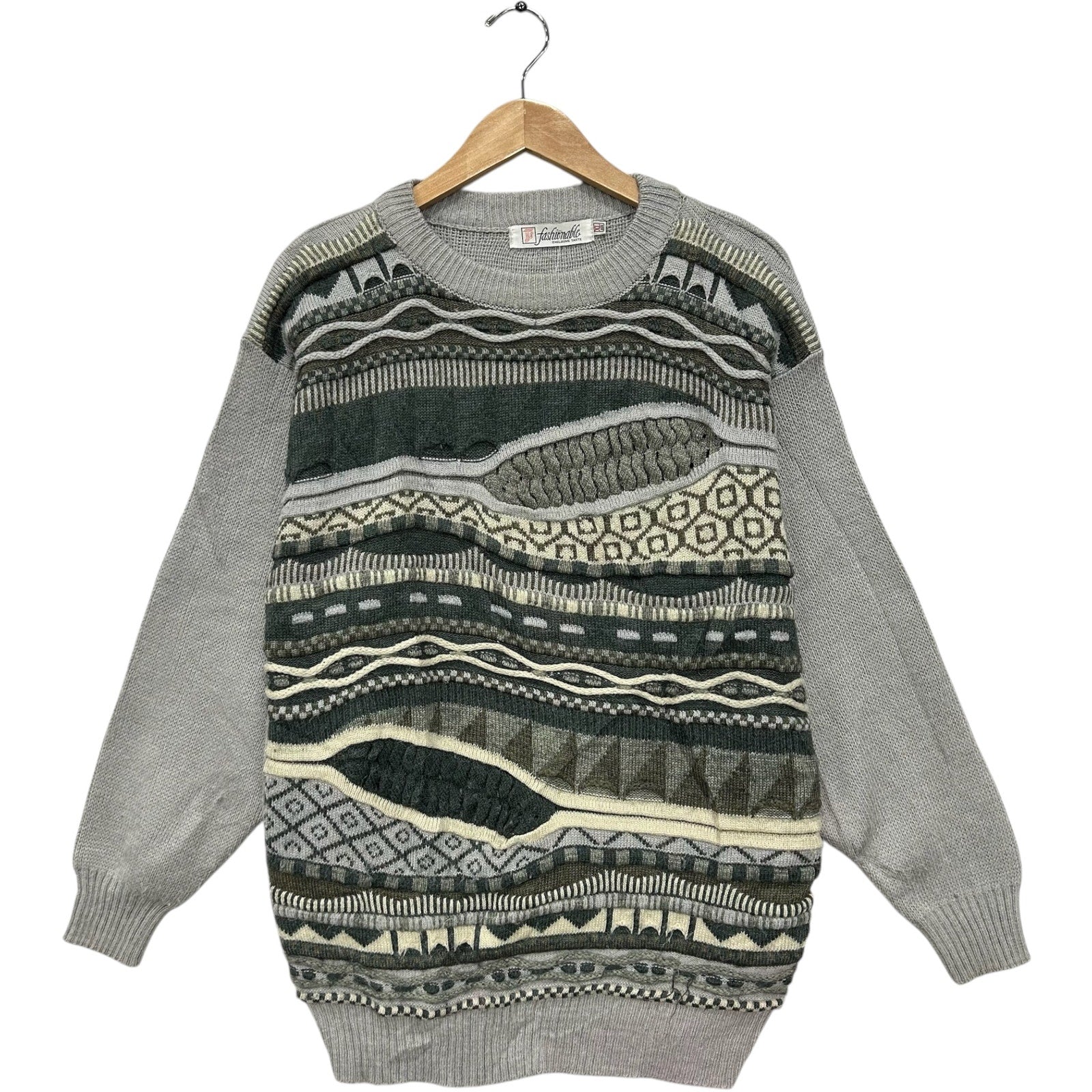 Vintage Fashionable 3D Knit Sweater 90s