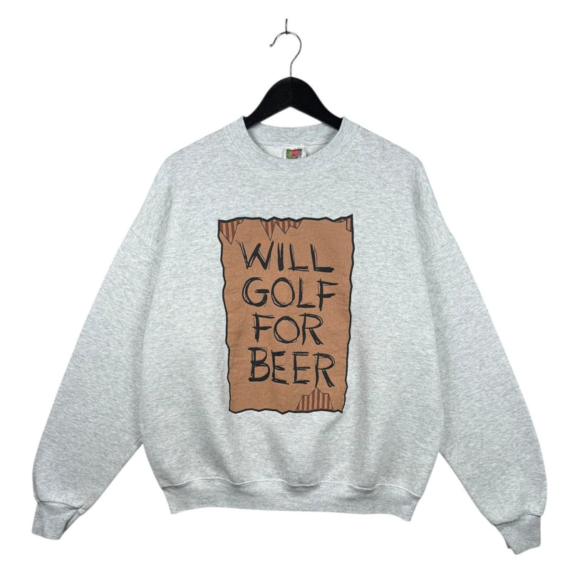 Vintage Will Golf For Beer Graphic Print Crewneck