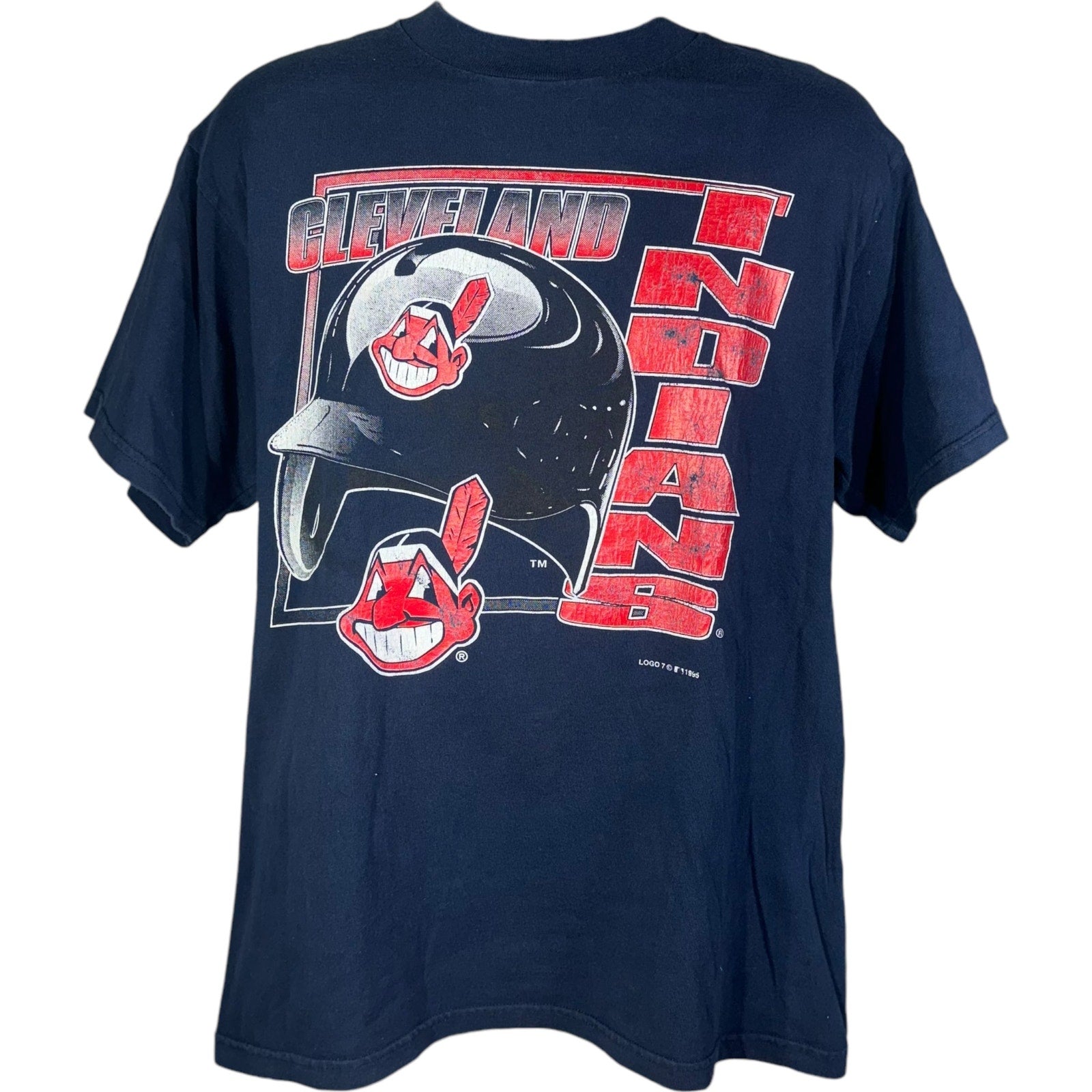 Vintage Cleveland Indians Helmet Tee 1995