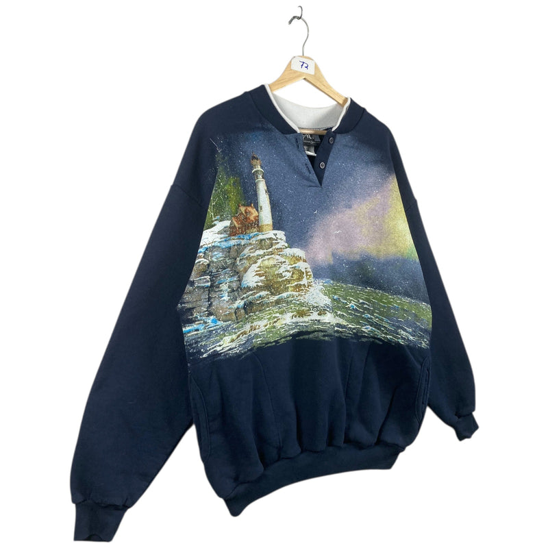 Vintage Lighthouse Henley Sweatshirt