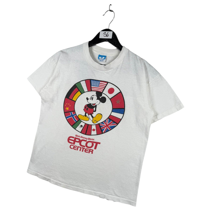 Vintage Disney Center Mickey Mouse Flag Graphic T-Shirt
