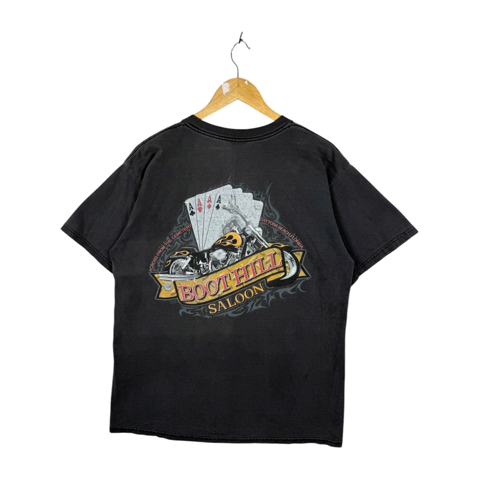 Vintage Boot Hill Saloon Daytona Beach Biker Pocket T-Shirt