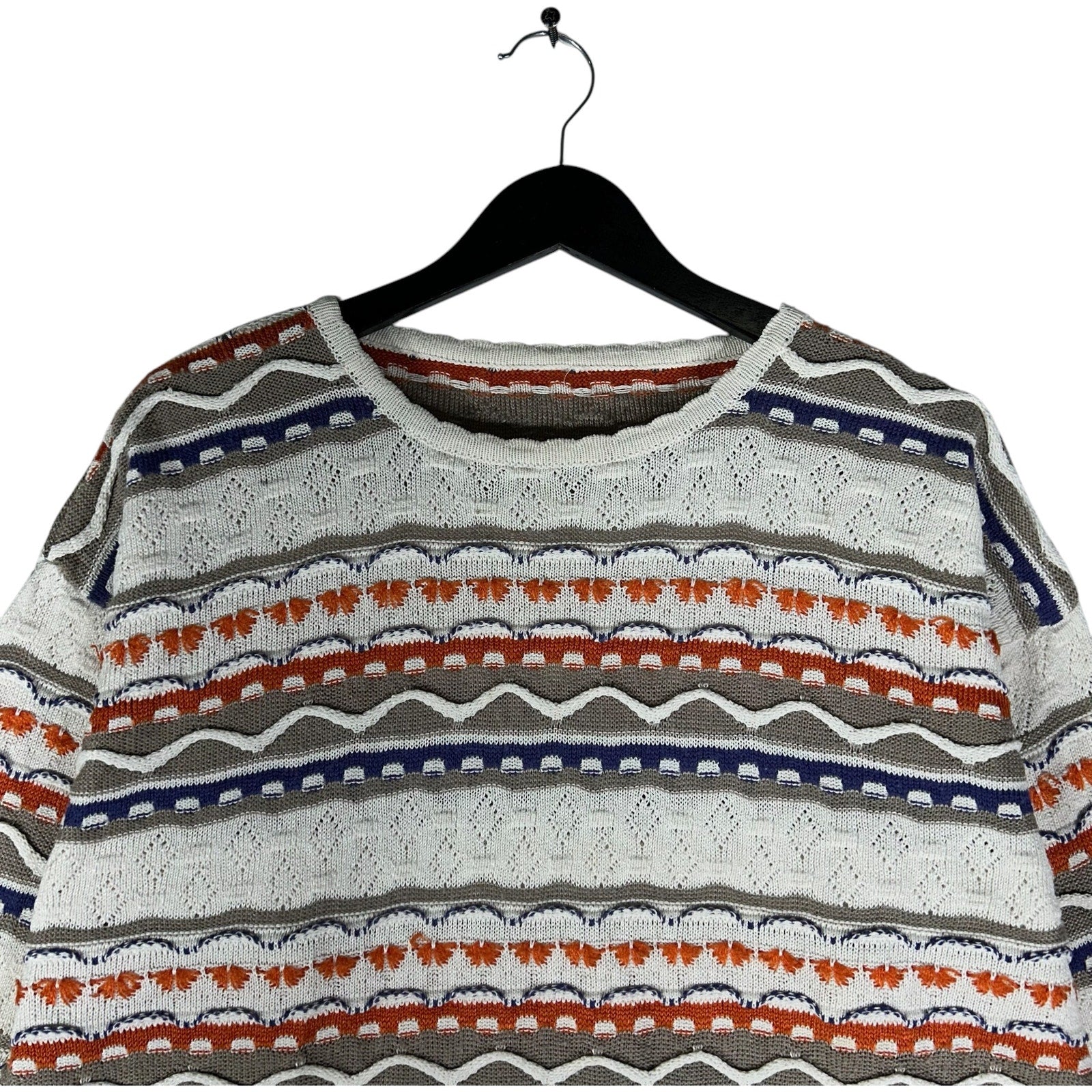 Vintage 3D Knit Striped Sweater