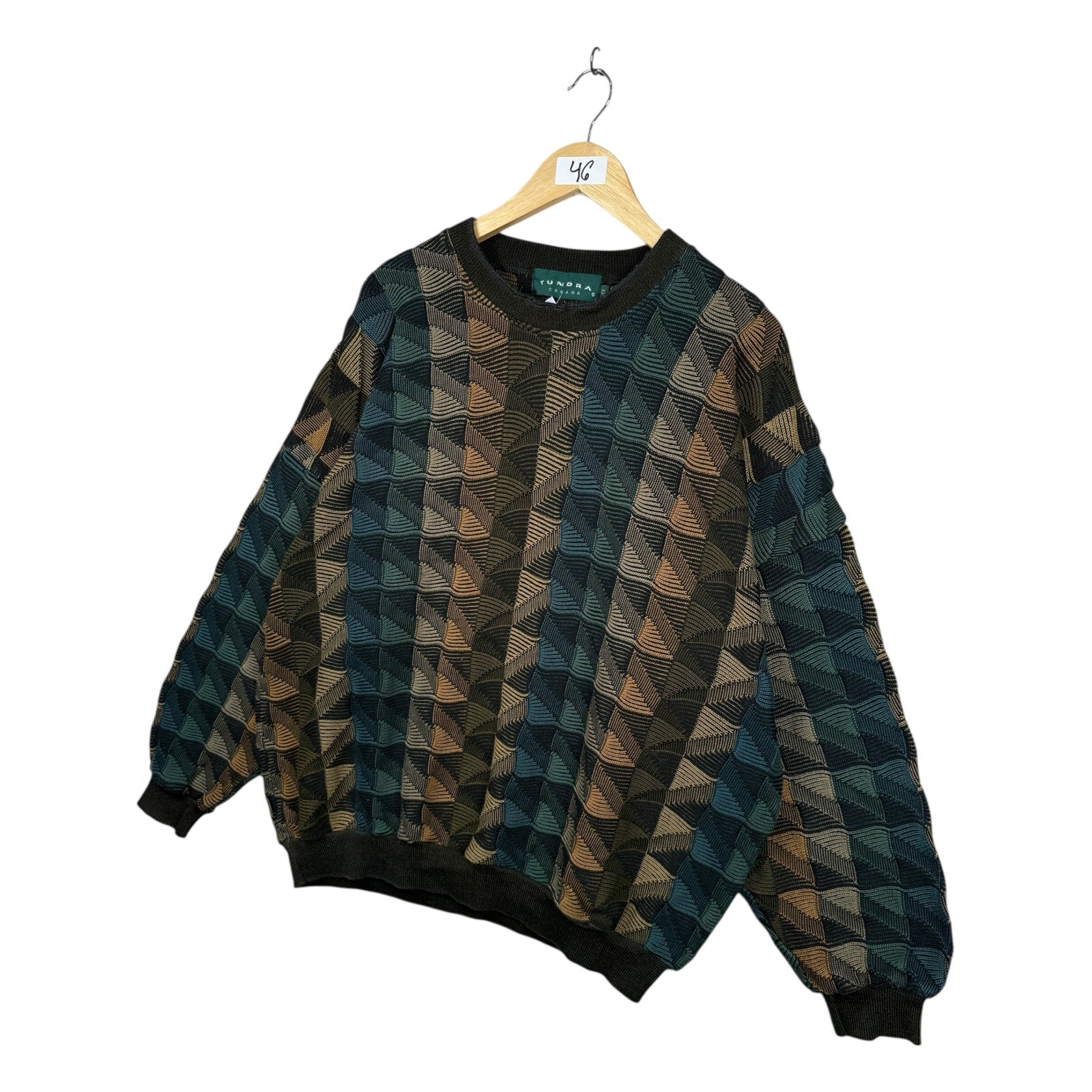 Vintage Tundra AOP Triangle Pattern Pullover Knit Sweater