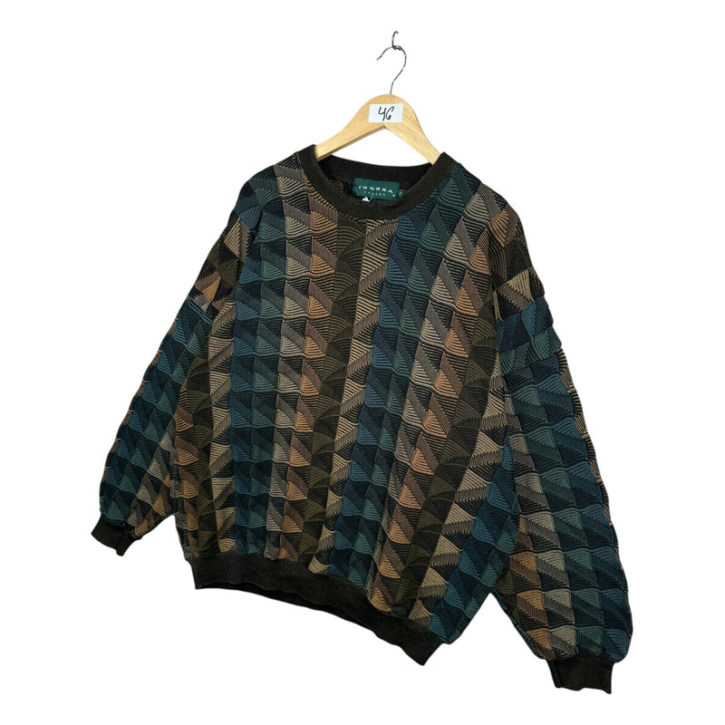 Vintage Tundra AOP Triangle Pattern Pullover Knit Sweater