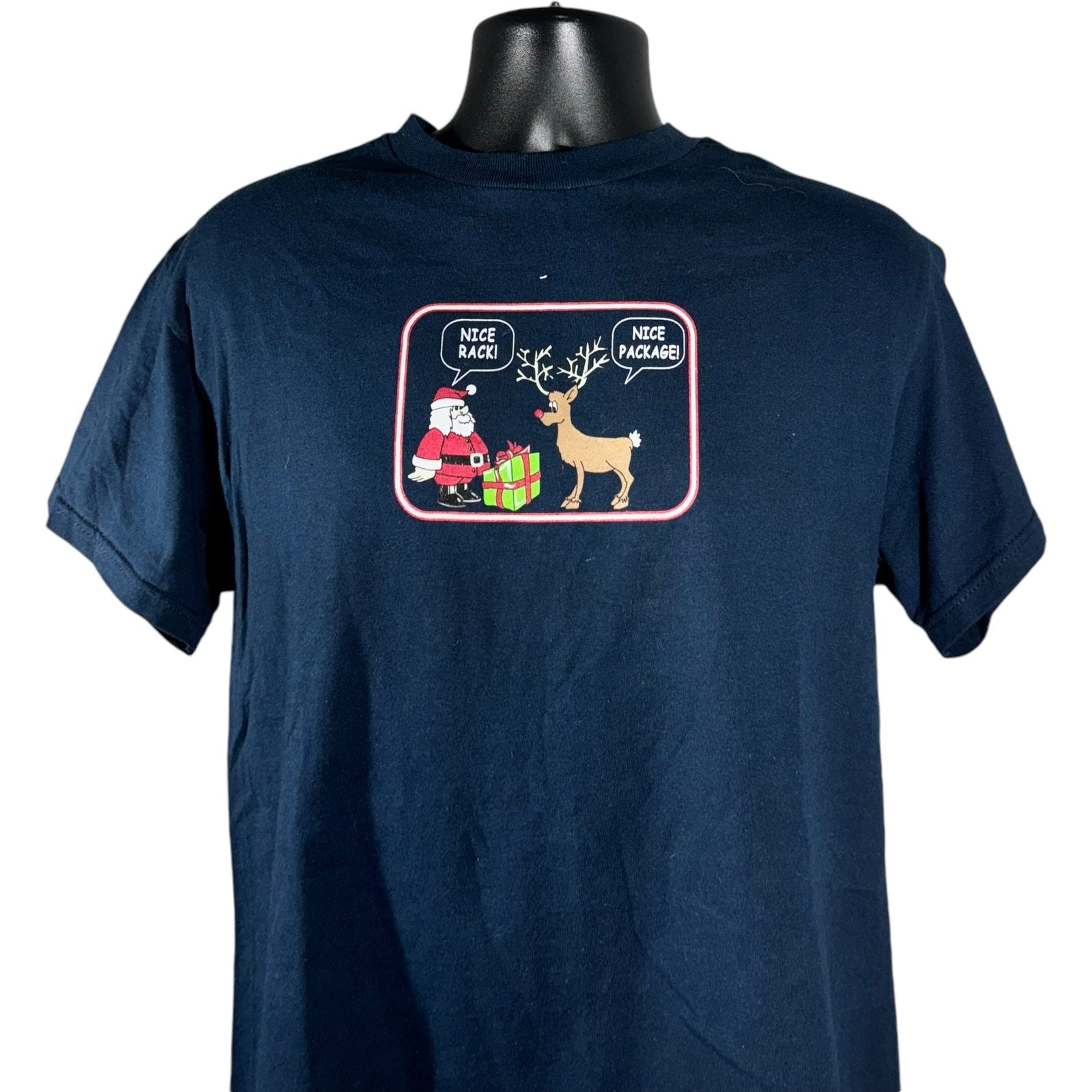 Vintage Comedic "Nice Rack Nice Package" Christmas Tee