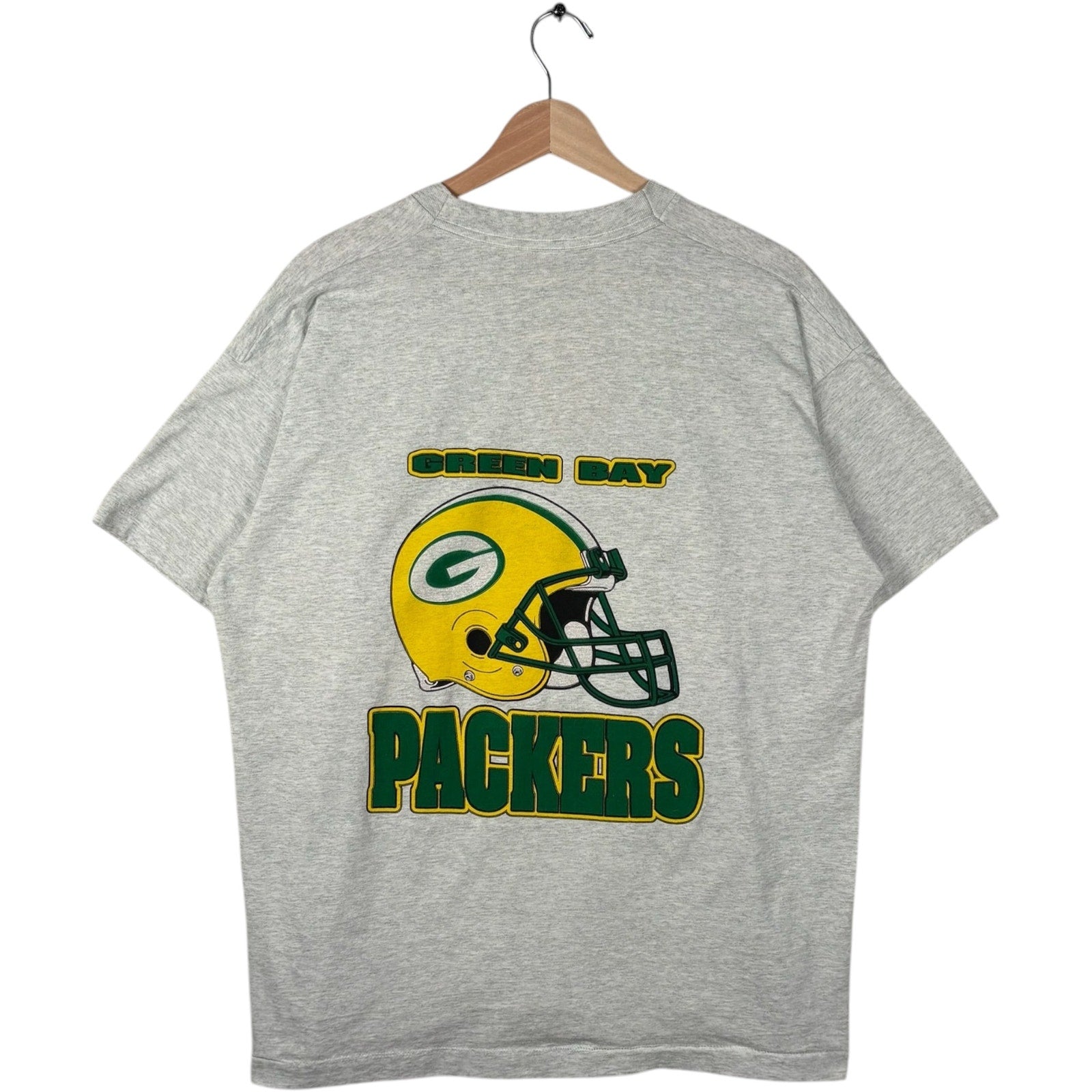 Vintage Green Bay Packers Back Large Helmet Spellout NFL Tee