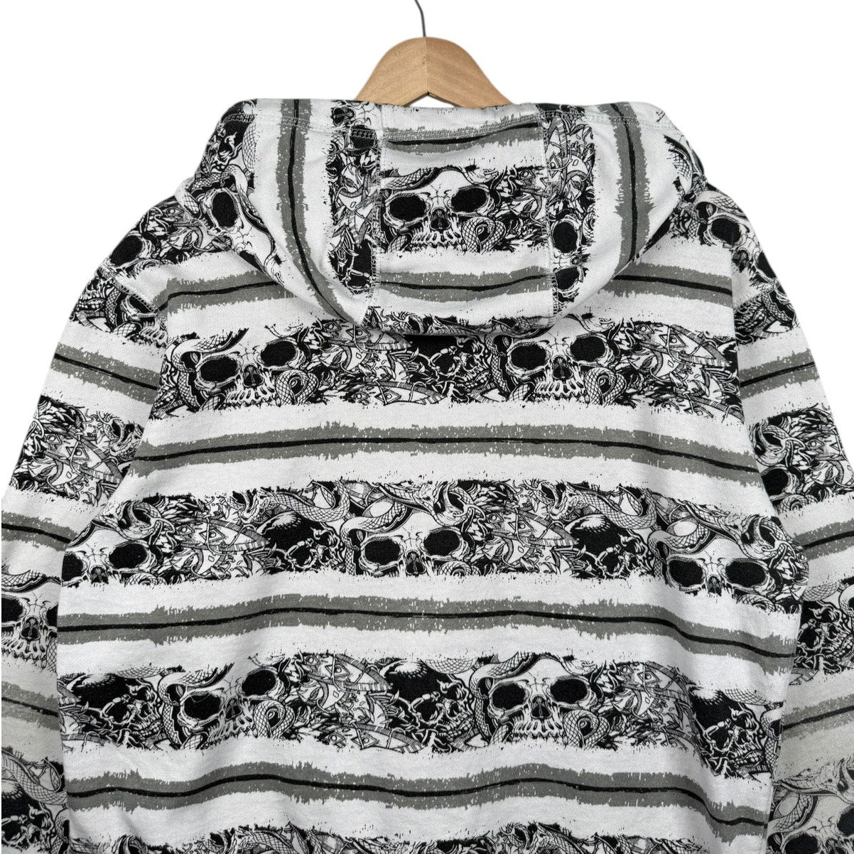 Vintage Skull Stripe Graphic Full Zip Hoodie