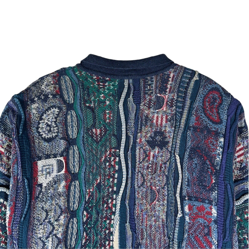 Vintage Collared 3D Knit Textured Sweater