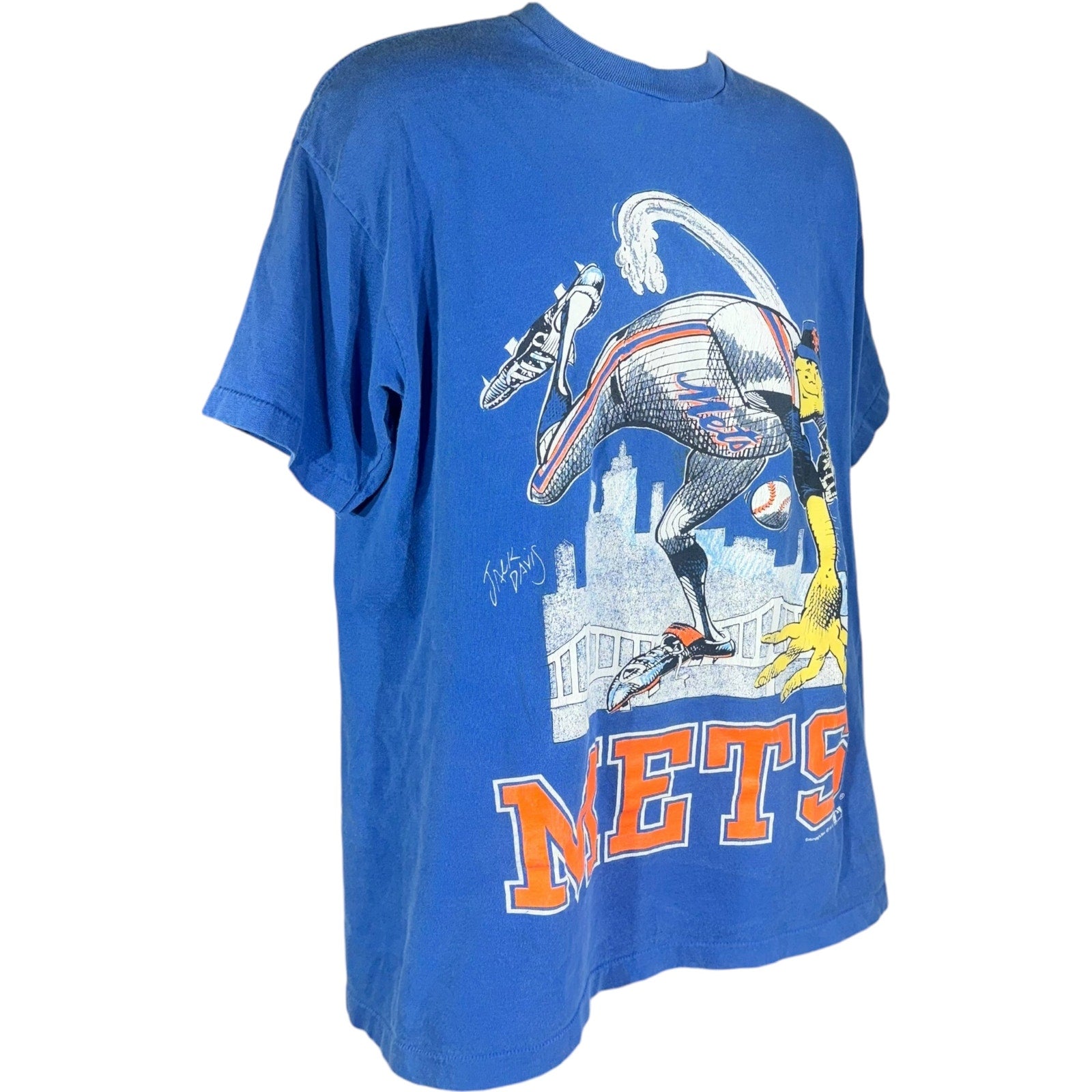 Vintage New York Mets Pitcher Caricature Tee 1991