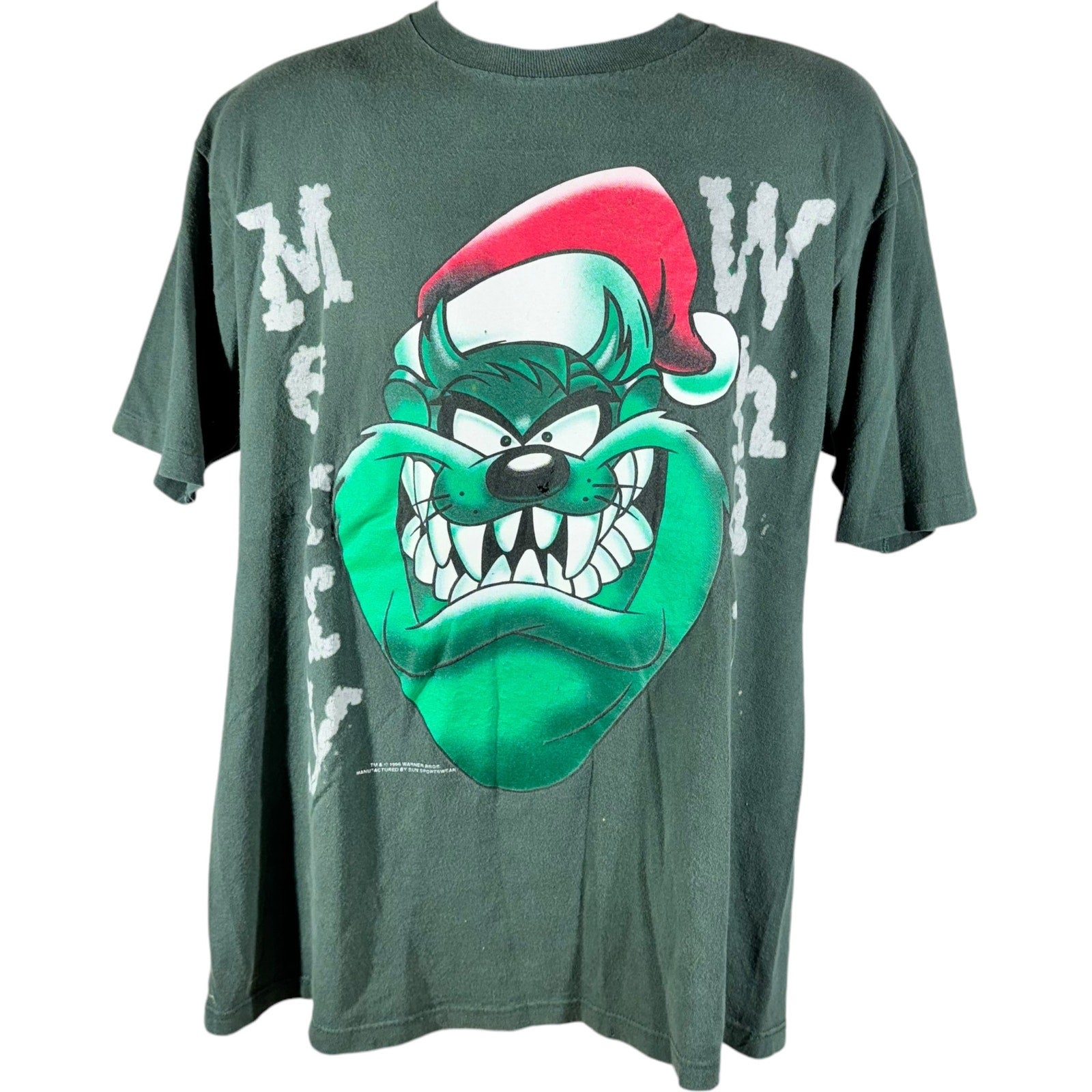 Vintage Looney Tunes Taz "Merry What?" Christmas Tee 90s