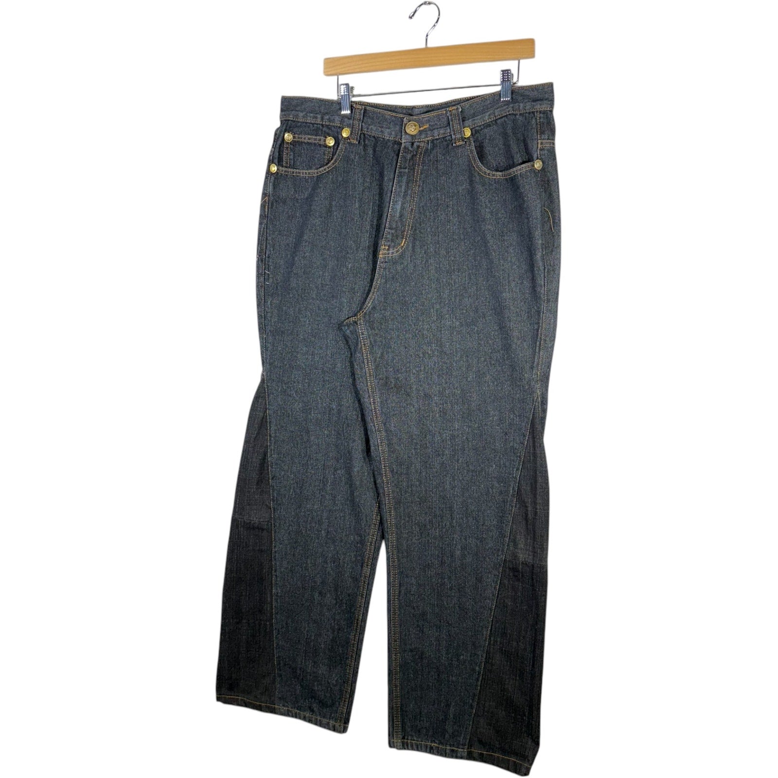 Vintage Cut & Sew Crown Holder Wide Leg Denim Jeans 38 x 31