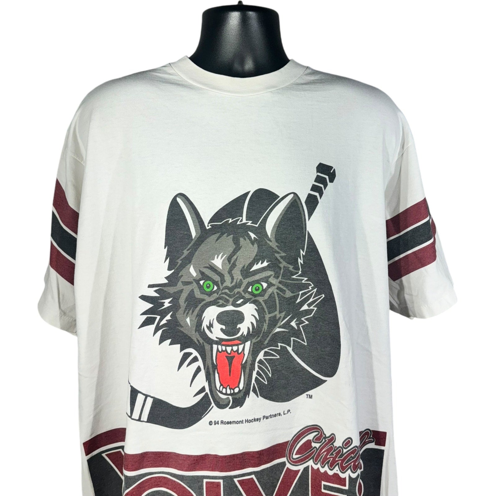 Vintage Salem Sportswear Chicago Wolves AHL Tee 1994